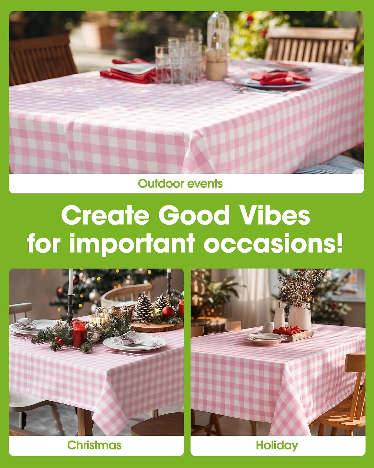 Plastic Table Cloth Disposable 8 Pack 54 x 108 Inch, Pink Plaid