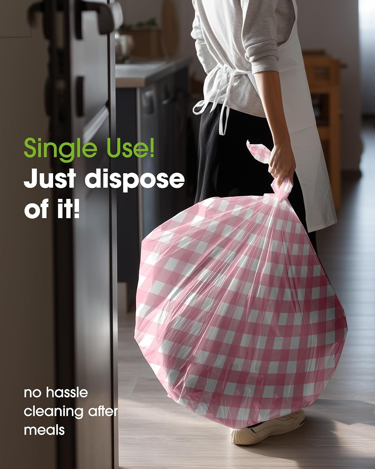Plastic Table Cloth Disposable 8 Pack 54 x 108 Inch, Pink Plaid