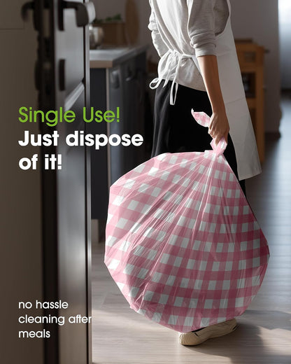 Plastic Table Cloth Disposable 8 Pack 54 x 108 Inch, Pink Plaid