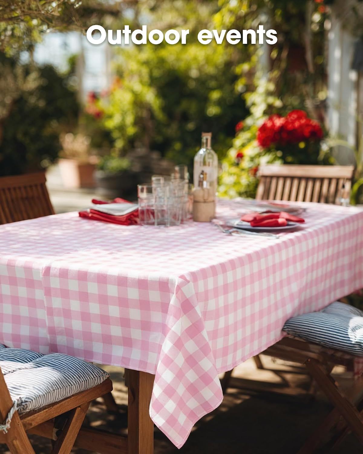 Plastic Table Cloth Disposable 8 Pack 54 x 108 Inch, Pink Plaid