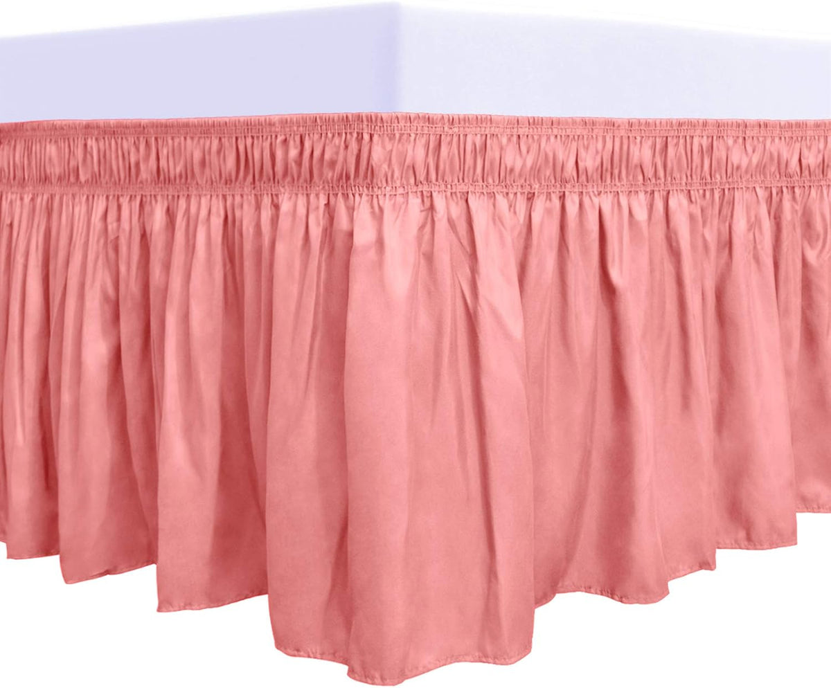 Wrap Around Ruffled Bed Skirt, Pink, Twin/Full - 22" Drop