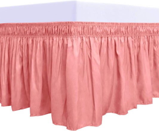 Wrap Around Ruffled Bed Skirt, Pink, Twin/Full - 22" Drop