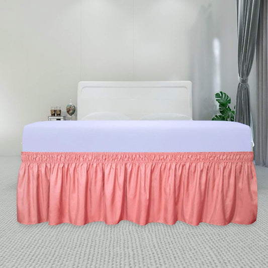 Wrap Around Ruffled Bed Skirt, Pink, Twin/Full - 22" Drop
