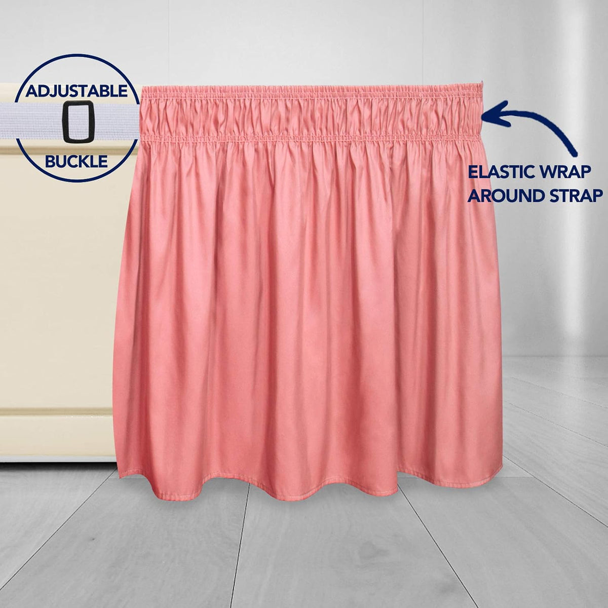 Wrap Around Ruffled Bed Skirt, Pink, Twin/Full - 22" Drop