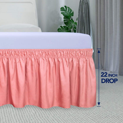 Wrap Around Ruffled Bed Skirt, Pink, Twin/Full - 22" Drop