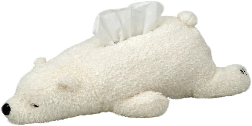 Super Soft Plush Polar Bear Tissue Box Cover Cute Paper Holder Napkin Box for Car Home Bathroom Kitchen Office(White Brown Pink)