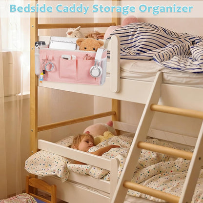 Bedside Caddy, Bedside Storage Bag Hanging Organizer for Bunk Dorm Bed Rail