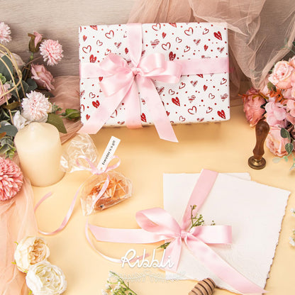 3 Rolls Double Faced Solid Satin Light Pink Craft Ribbon,Total 30 Yards,(1/4 Inch x 10-Yard,5/8 Inch x 10-Yard,1 Inch x 10-Yard),Use for Bows Bouquet,Gift Wrapping,Baby Shower