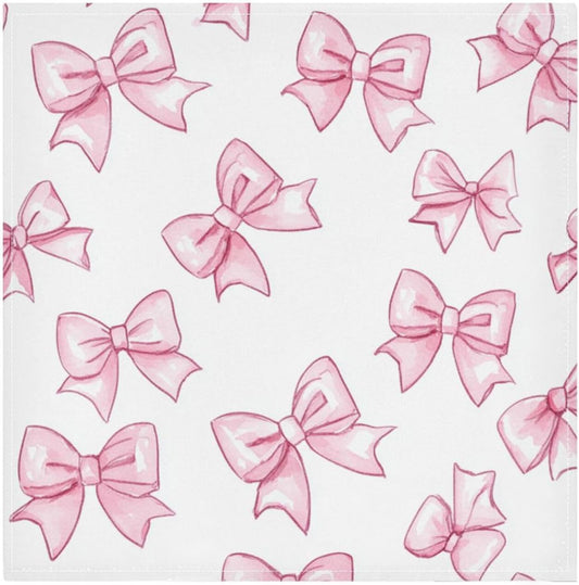 Cartoon Cute Peach Bow Heavy Cloth Dinner Napkins Reusable Cloth Napkins Polyester Cloth Napkins Dining Kitchen Cloth Reusable Cloth Dinner Napkins Set of 6 20 x 20in