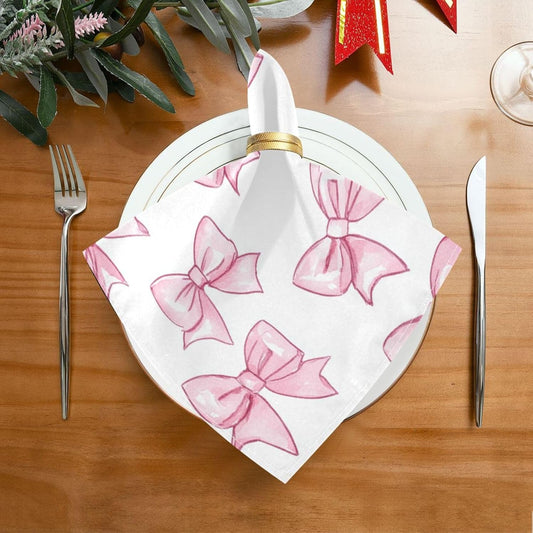 Cartoon Cute Peach Bow Heavy Cloth Dinner Napkins Reusable Cloth Napkins Polyester Cloth Napkins Dining Kitchen Cloth Reusable Cloth Dinner Napkins Set of 6 20 x 20in