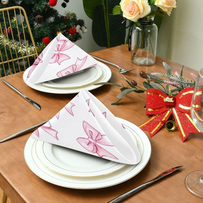 Cartoon Cute Peach Bow Heavy Cloth Dinner Napkins Reusable Cloth Napkins Polyester Cloth Napkins Dining Kitchen Cloth Reusable Cloth Dinner Napkins Set of 6 20 x 20in