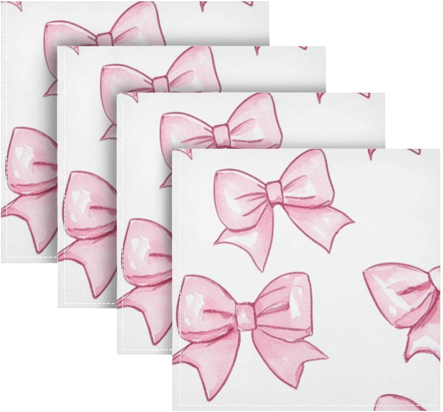 Cartoon Cute Peach Bow Heavy Cloth Dinner Napkins Reusable Cloth Napkins Polyester Cloth Napkins Dining Kitchen Cloth Reusable Cloth Dinner Napkins Set of 6 20 x 20in