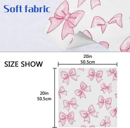 Cartoon Cute Peach Bow Heavy Cloth Dinner Napkins Reusable Cloth Napkins Polyester Cloth Napkins Dining Kitchen Cloth Reusable Cloth Dinner Napkins Set of 6 20 x 20in