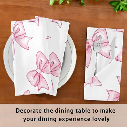 Cartoon Cute Peach Bow Heavy Cloth Dinner Napkins Reusable Cloth Napkins Polyester Cloth Napkins Dining Kitchen Cloth Reusable Cloth Dinner Napkins Set of 6 20 x 20in