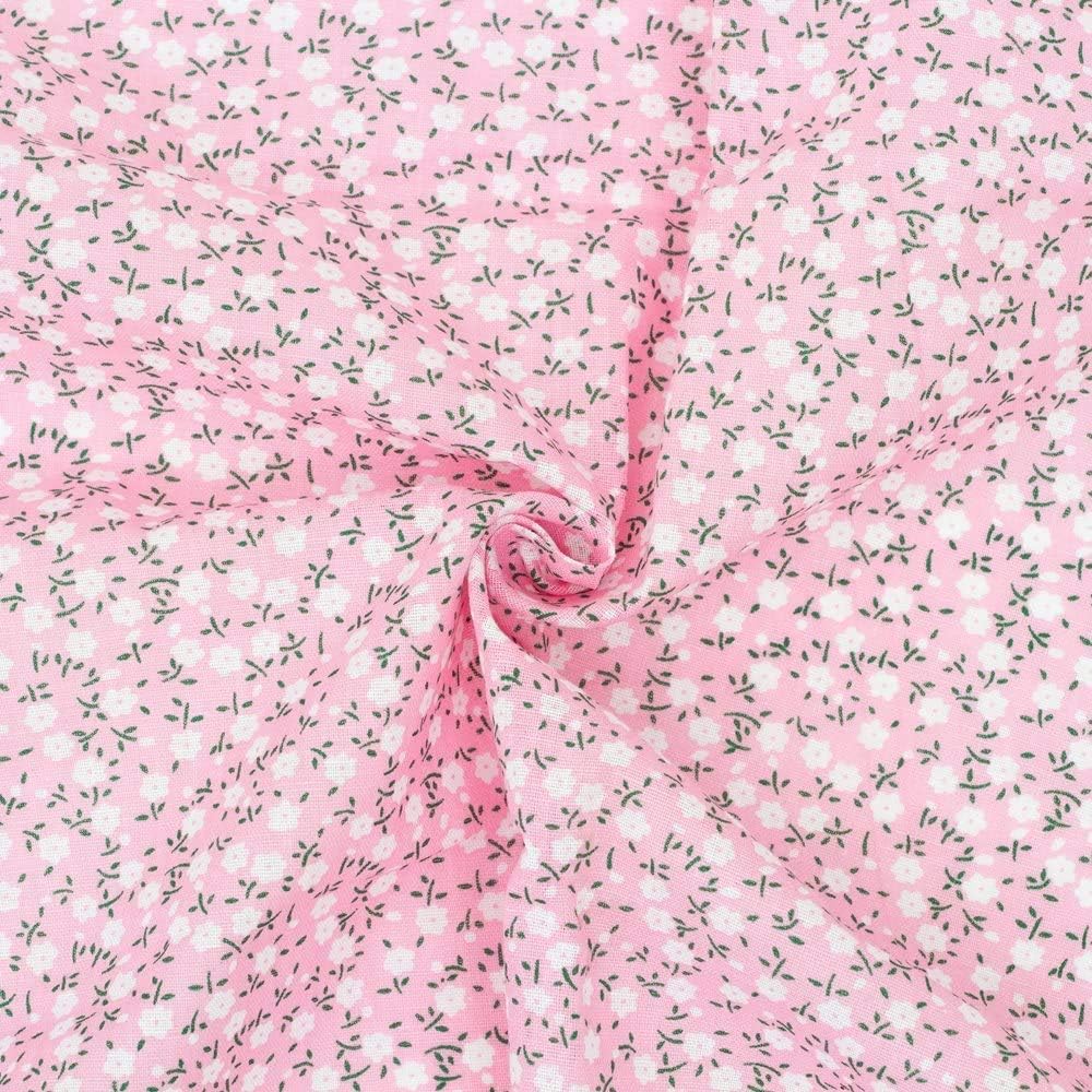 Cotton Fabric, 7 Pcs 25 * 25cm/9.8 * 9.8 inch Quilting Cotton Fabric Sewing DIY Set Patchwork Kit for Small Cloth Bags, Cloth Handkerchief (Pink)
