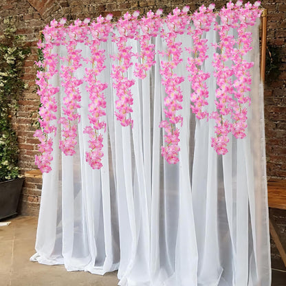 2 Pcs Artificial Cherry Blossom Flower Vines Cherry Blossom Garland 18.48 ft Hanging Silk Flowers Vines Fake Flower Garland Outdoors for Home Wedding Garden Party Arch Office Decor Pink
