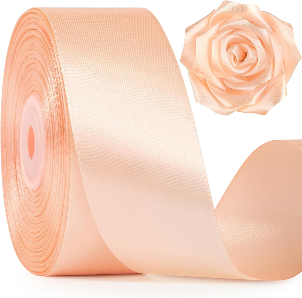 Peach Satin Ribbon, 1-1/2 Inch, 50 Yards