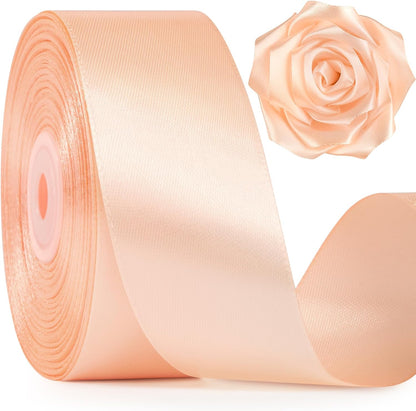 Peach Satin Ribbon, 1-1/2 Inch, 50 Yards