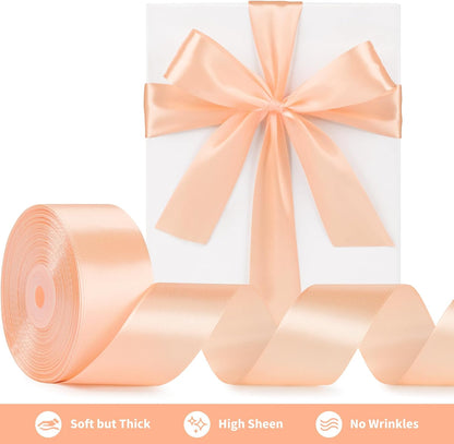 Peach Satin Ribbon, 1-1/2 Inch, 50 Yards