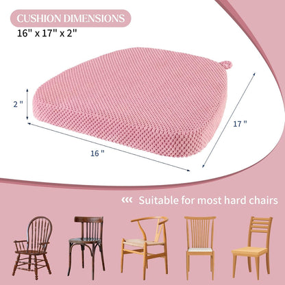 Pink Chair Cushions with Tie Removable Cover, D-Shape Foam Kitchen Chair Seat Pads Non Slip 17"x16" Pack