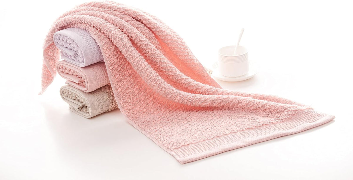 Decorative Pink Cotton Hand Towels for Bathroom with Hanging Loops