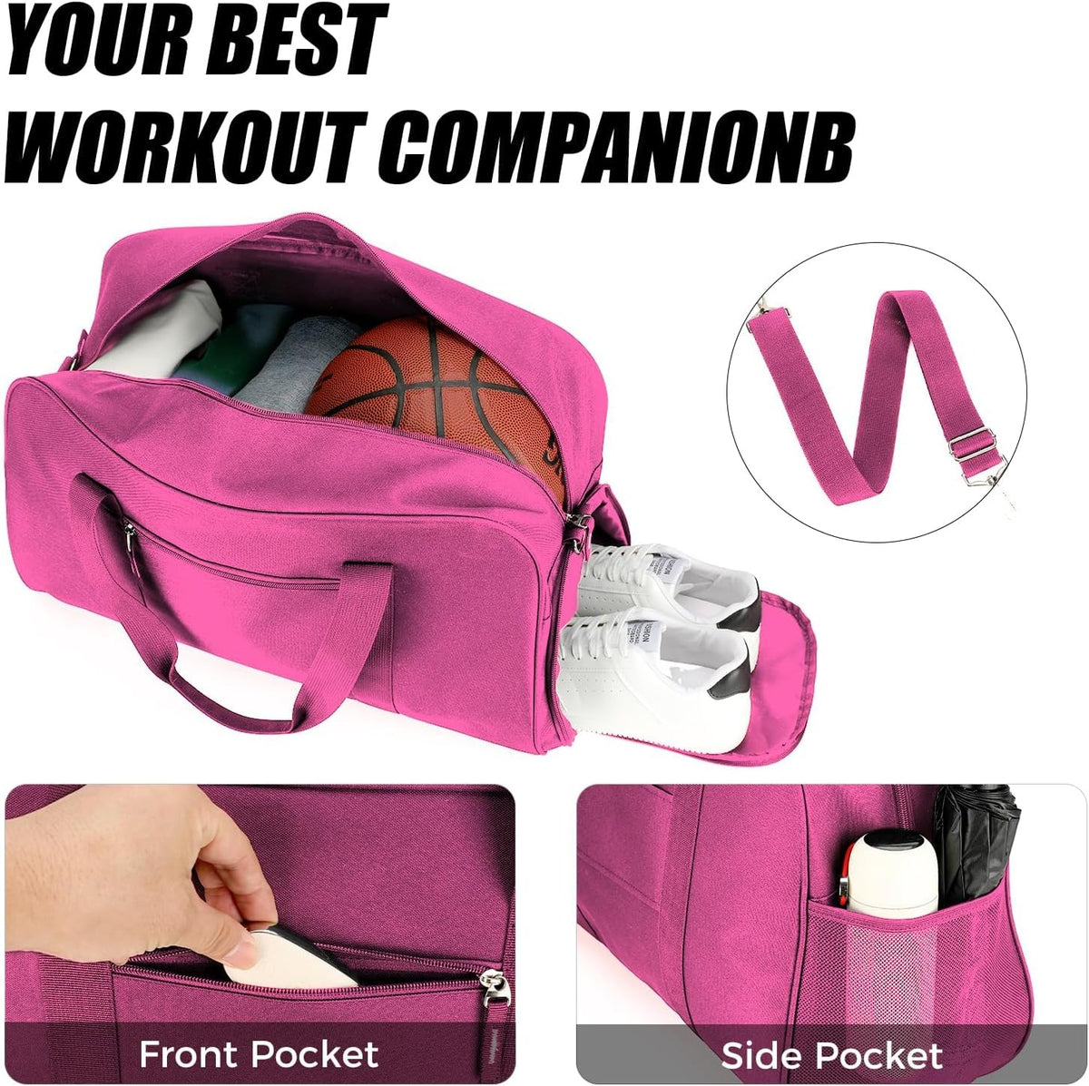 45L Gym Bag for Men & Women with Shoe Compartment