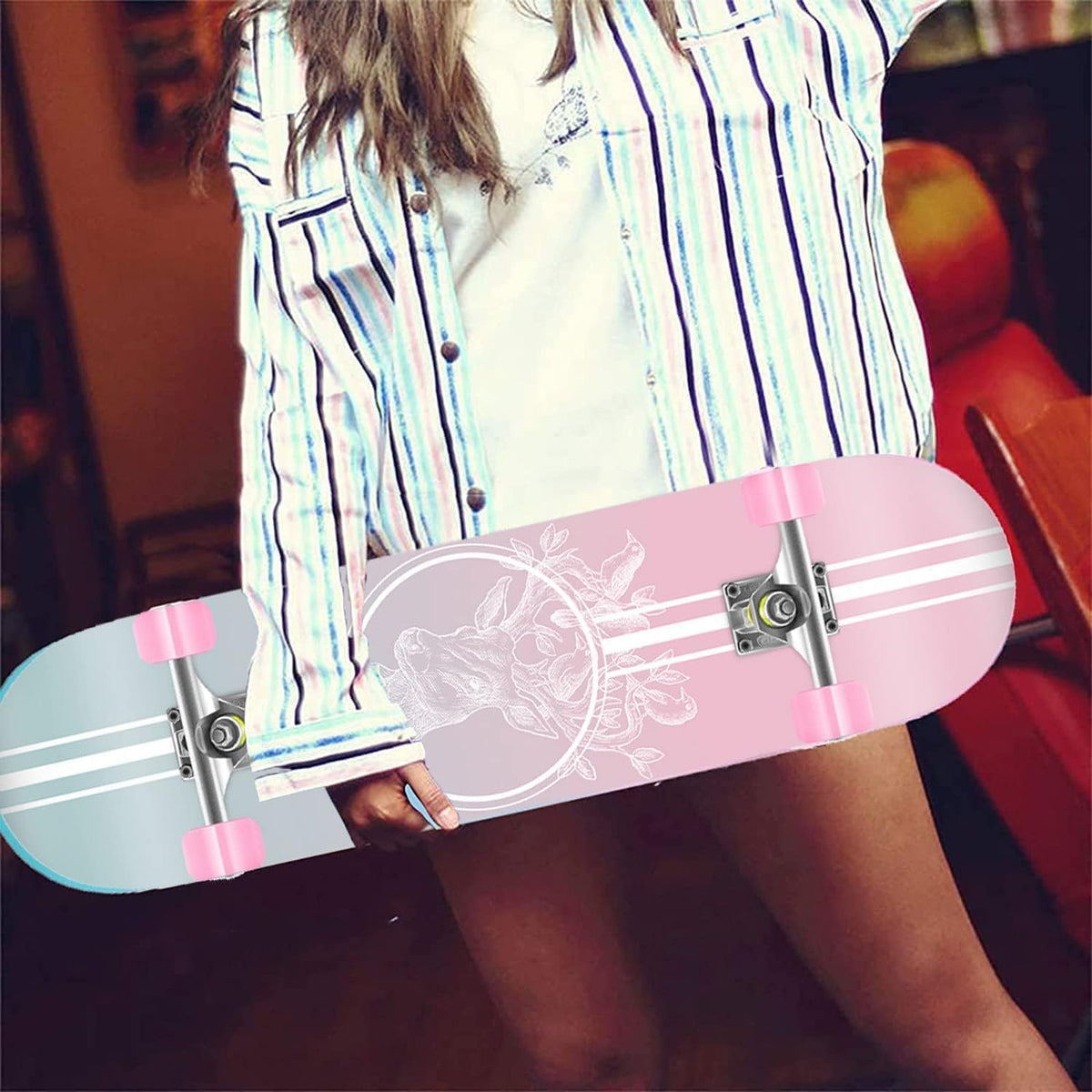 Skateboards for Beginners Kids Boys Girls and Adults 31"x8" Pro Complete Skateboard 8 Layers Maple Wood, Double Kick Concave, Fascinating Cool, Solid&Durable