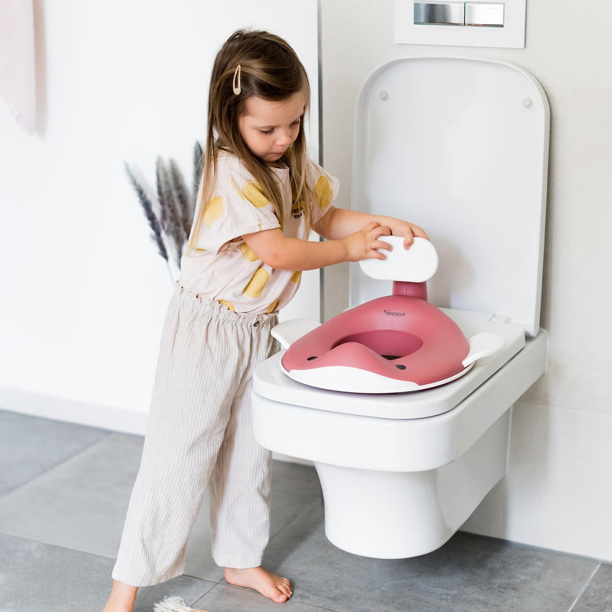 Kindsgut Whale Potty Training Seat for Toddlers, Dusty Pink