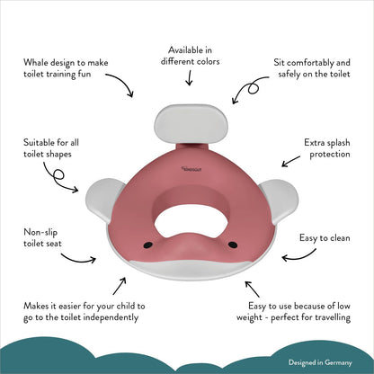Kindsgut Whale Potty Training Seat for Toddlers, Dusty Pink