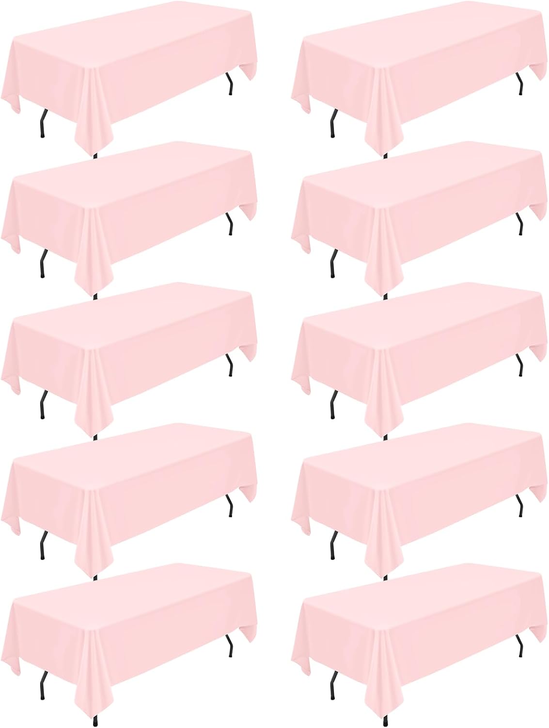 10 Packs Pink Polyester Tablecloth 60 x 102 inch Rectangle Table Cloth for 6 Foot Tables Wrinkle Resistant Washable Fabric Table Cover Polyester Pink Table Cloth for Party,Wedding, Banquet