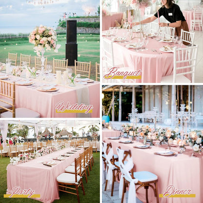 10 Packs Pink Polyester Tablecloth 60 x 102 inch Rectangle Table Cloth for 6 Foot Tables Wrinkle Resistant Washable Fabric Table Cover Polyester Pink Table Cloth for Party,Wedding, Banquet