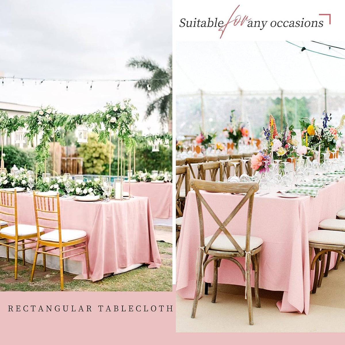 10 Packs Pink Polyester Tablecloth 60 x 102 inch Rectangle Table Cloth for 6 Foot Tables Wrinkle Resistant Washable Fabric Table Cover Polyester Pink Table Cloth for Party,Wedding, Banquet