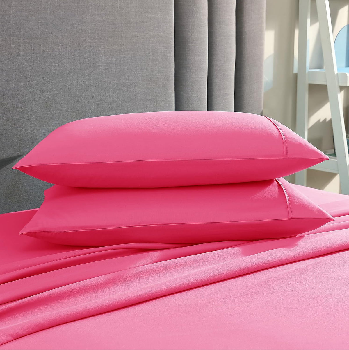 Pillow Case Set of 2 Double Brushed Microfiber Soft & Easy Care Pillowcases (Pink, Standard/Queen 20x30)