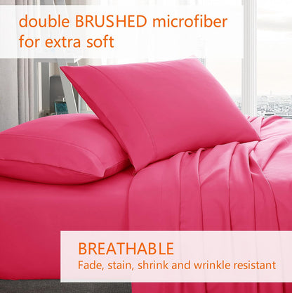 Pillow Case Set of 2 Double Brushed Microfiber Soft & Easy Care Pillowcases (Pink, Standard/Queen 20x30)