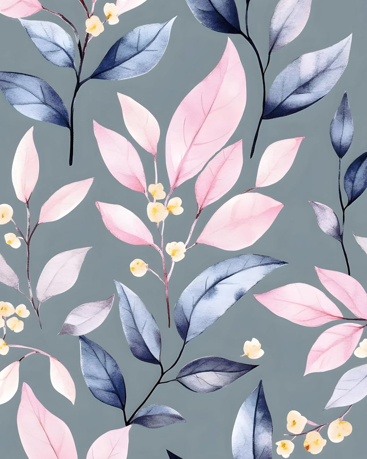 Pink and Purple Leaf Peel and Stick Wallpaper 17.5"x 118"