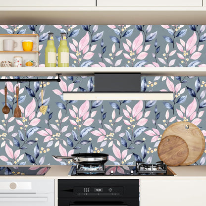 Pink and Purple Leaf Peel and Stick Wallpaper 17.5"x 118"