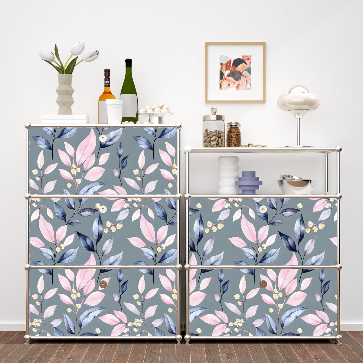 Pink and Purple Leaf Peel and Stick Wallpaper 17.5"x 118"