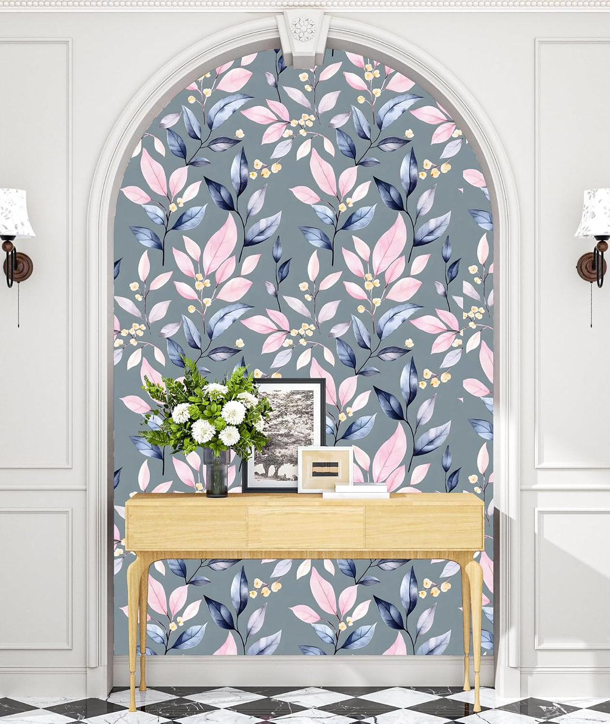 Pink and Purple Leaf Peel and Stick Wallpaper 17.5"x 118"
