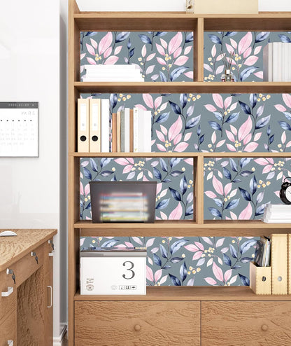 Pink and Purple Leaf Peel and Stick Wallpaper 17.5"x 118"