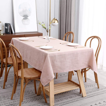 Lux Faux Linen Tablecloth with Slubby Yarn Textured Weaves Wrinkle Resistant Anti-Shrink Soft Table Cloth for Kitchen Dining Restaurant Tabletop Rectangle 60 x 120 Inch Blush