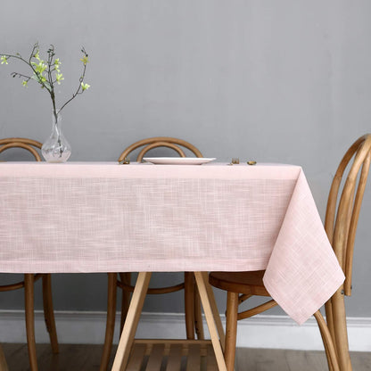 Lux Faux Linen Tablecloth with Slubby Yarn Textured Weaves Wrinkle Resistant Anti-Shrink Soft Table Cloth for Kitchen Dining Restaurant Tabletop Rectangle 60 x 120 Inch Blush