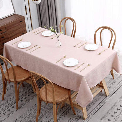 Lux Faux Linen Tablecloth with Slubby Yarn Textured Weaves Wrinkle Resistant Anti-Shrink Soft Table Cloth for Kitchen Dining Restaurant Tabletop Rectangle 60 x 120 Inch Blush