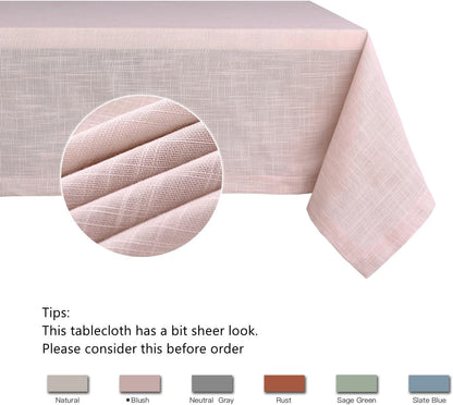 Lux Faux Linen Tablecloth with Slubby Yarn Textured Weaves Wrinkle Resistant Anti-Shrink Soft Table Cloth for Kitchen Dining Restaurant Tabletop Rectangle 60 x 120 Inch Blush