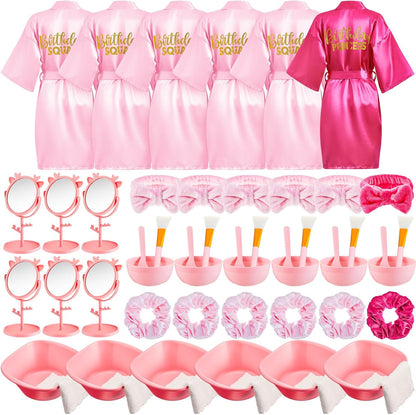 6 Set Spa Party Favors Robes and Accessories Kit Supplies for Spa Sleepover Slumber Party Wedding Birthday