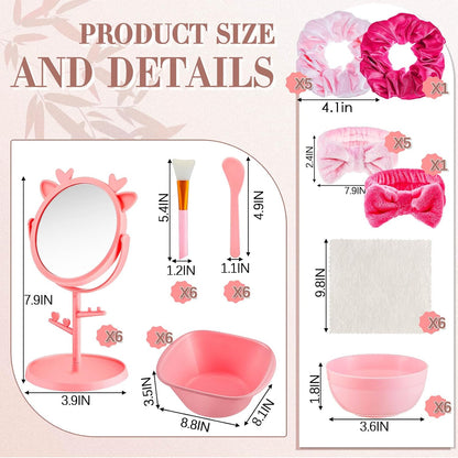 6 Set Spa Party Favors Robes and Accessories Kit Supplies for Spa Sleepover Slumber Party Wedding Birthday