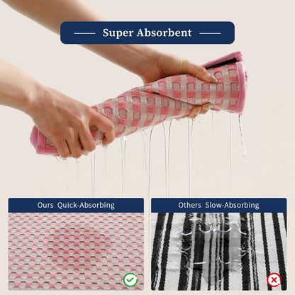 Bathroom Rugs 16" x 24", Ultra Thin Checkered Weave Bath Mat - Soft Absorbent Quick Dry Bath Mat, Machine Washable Non Slip Bath Rugs for Bathroom, Shower and Tub, Pink White