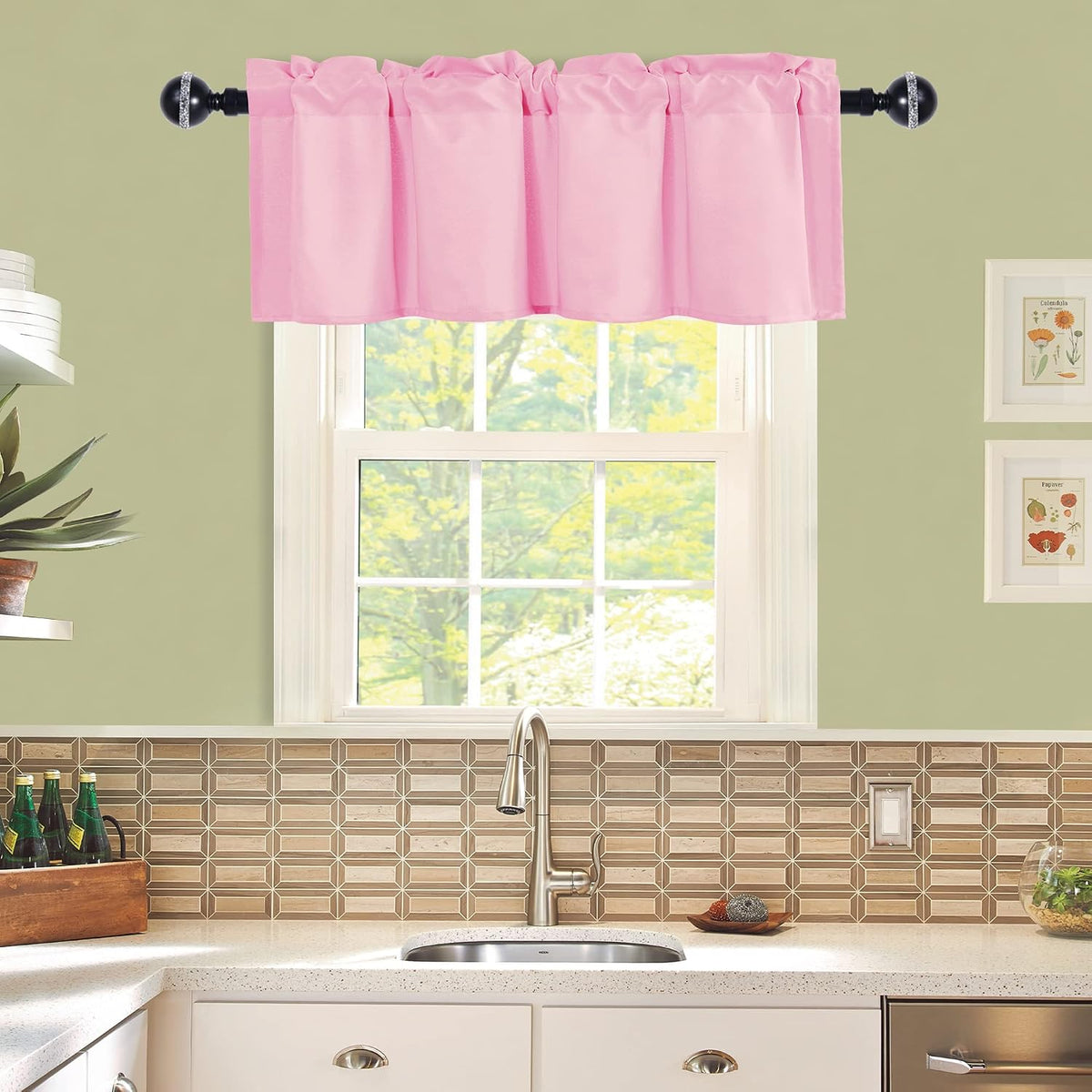 Pink Valance Curtains for Window 1 Panel, 52 x 18 Inches