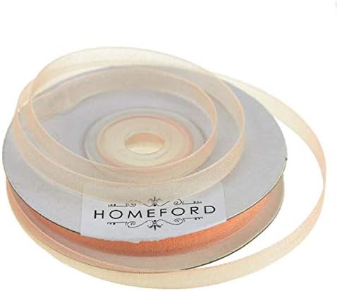 Plain Sheer Organza Ribbon, 1/4-inch, 25-Yard, Light Peach