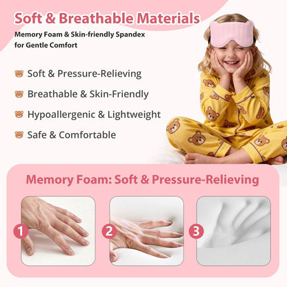 Kids Sleep Mask, 3D Contoured Eye Mask for Boys Girls No Eye Pressure