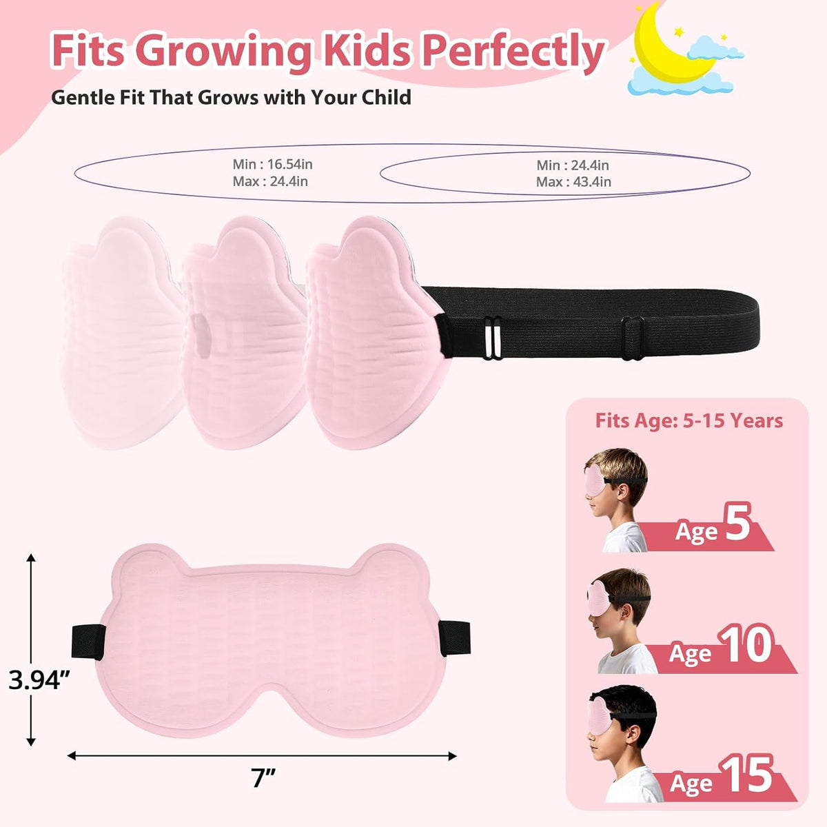 Kids Sleep Mask, 3D Contoured Eye Mask for Boys Girls No Eye Pressure